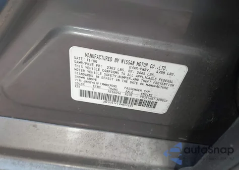 2007 Infiniti G35X from USA, damaged, VIN JNKBV61F17M807595